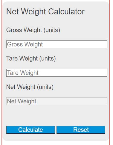 how to calculate net weight.